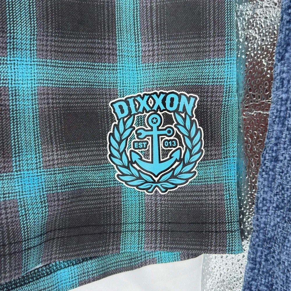Dixxon Eliminator Board Shorts Mens 30 Teal Black Plaid Performance Skater